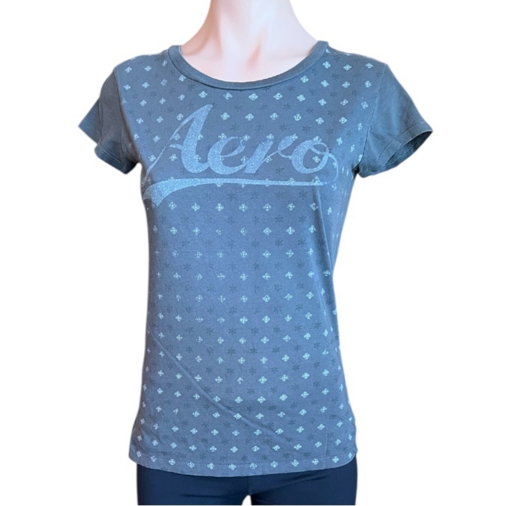Vintage Aeropostale Charcoal Gray Logo Baby Fit Tee